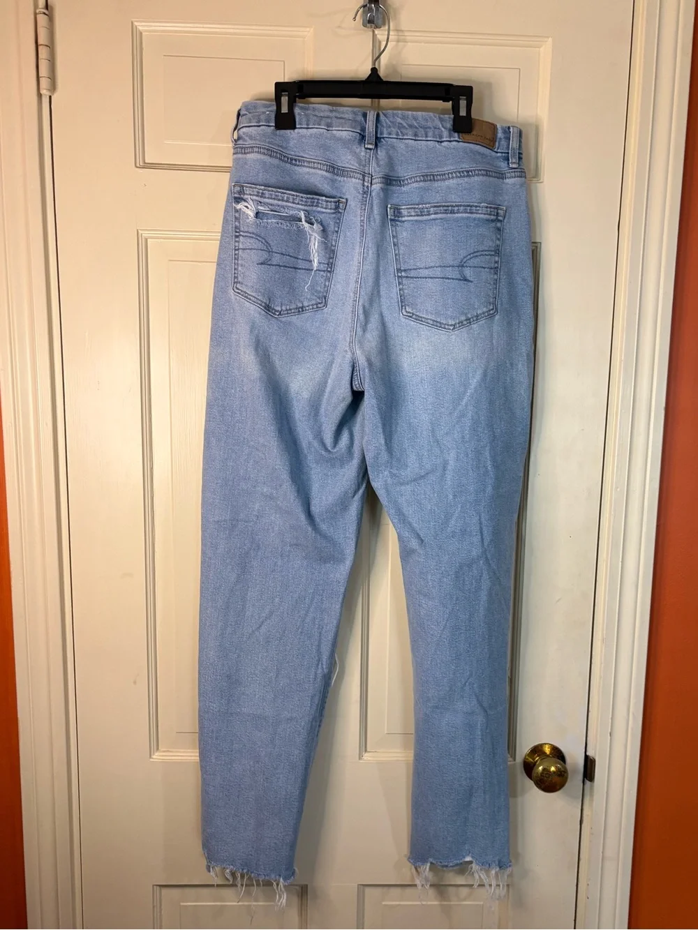 American Eagle Jeans Womens 10 Long Blue Denim Curvy Mom Jean Strigid High Rise